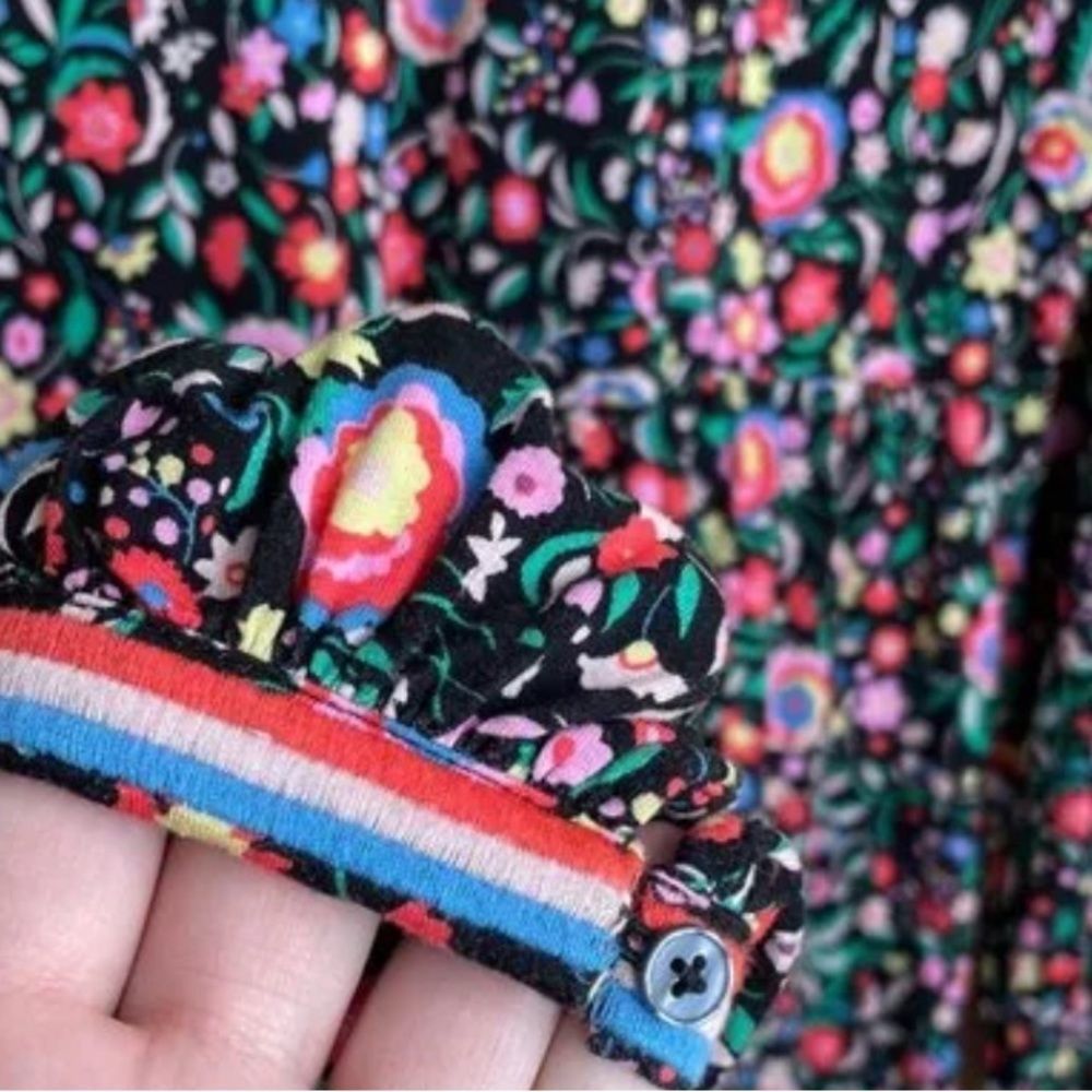 Boden Trim Detail Maxi Dress Black, Multi Floral Bloom Soft Jersey Knit Size 4 - Picture 13 of 16